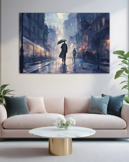 City atmosphere in the rain