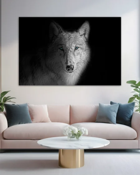 Lupul alb - gardian al nopții în contrast dramatic