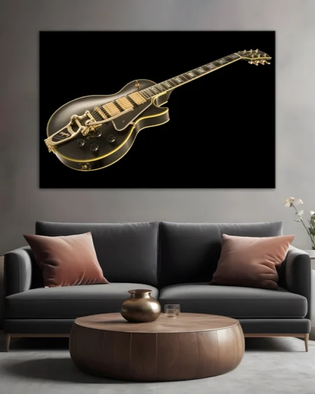 Design muzical exclusiv – Chitară electrică în detalii aurii