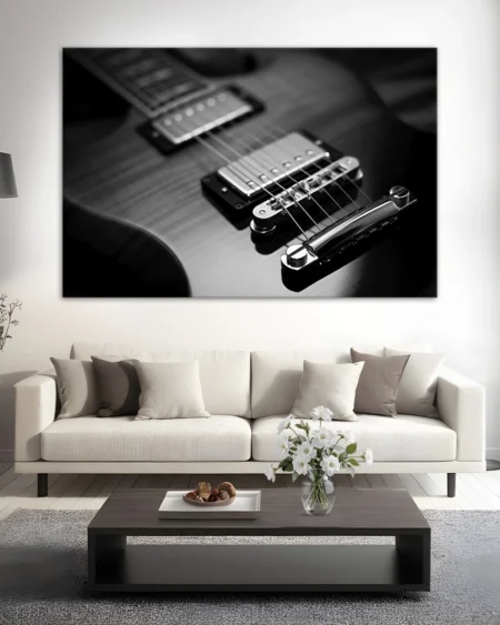 Black and white music elegance - Minimalist art with an electric guitar