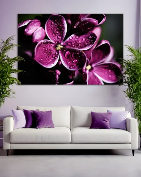 Drops of elegance - Purple flowers in spectacular detail