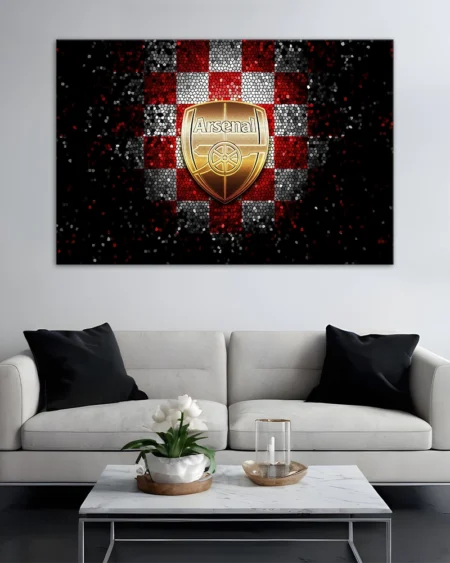 Арсенал – Золотая эмблема на впечатляющем мозаичном фоне