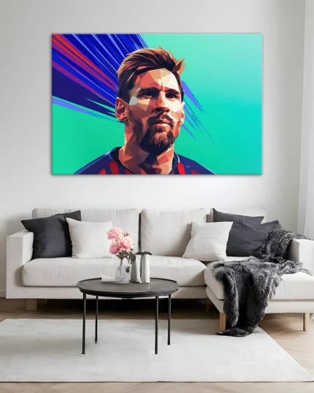 Arta fotbalului – Messi redat într-o explozie de linii futuriste